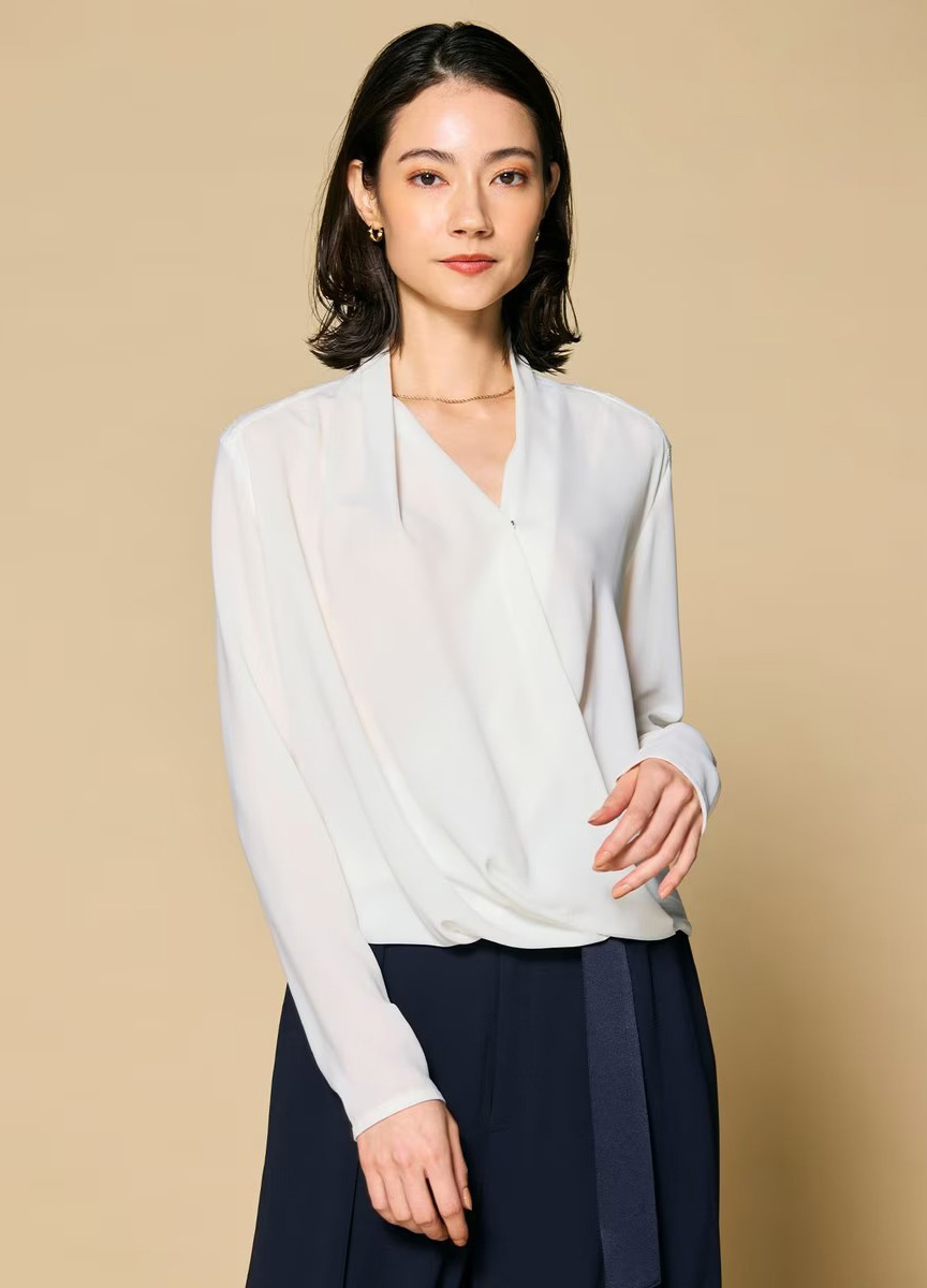 垂綴設計長袖襯衫